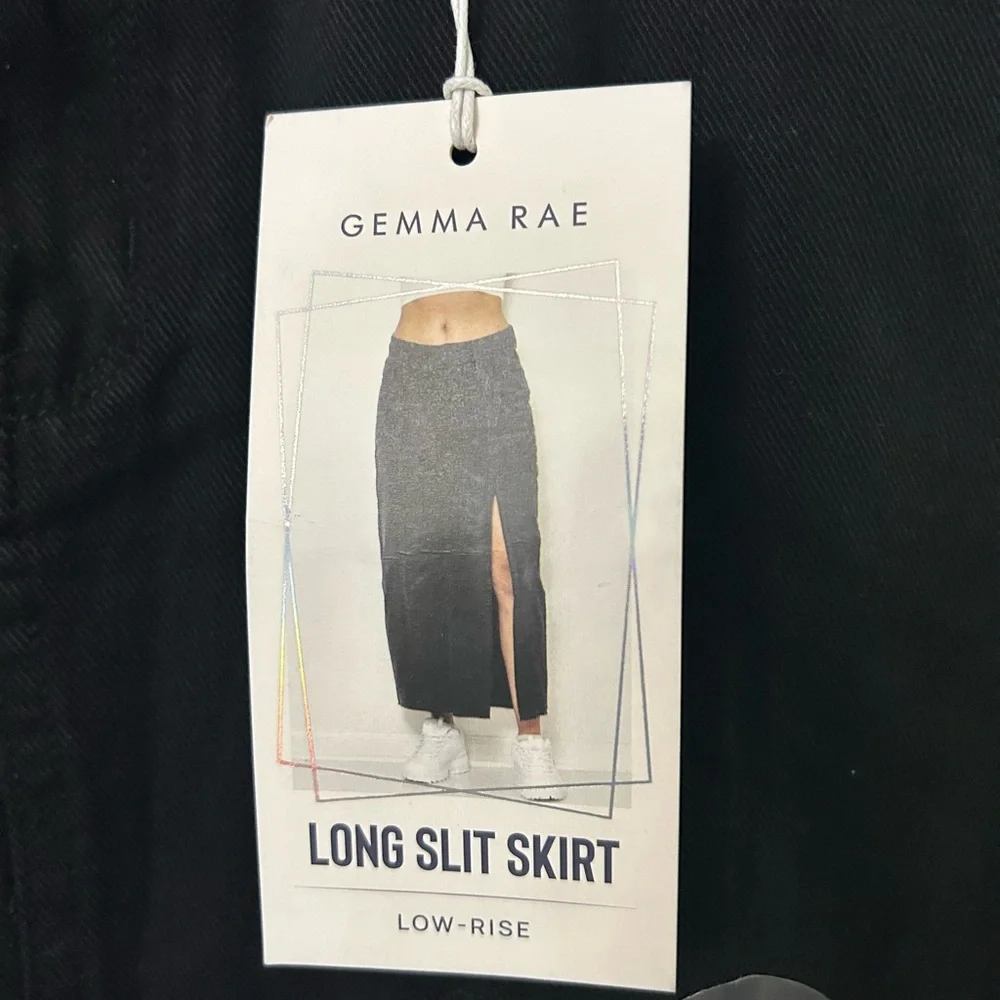 GEMMA RAE Relaxed Low Rise Non‎ Stretch Long Slit Skirt Size 9/29 Color Black